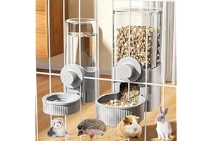 SUPERPAWS Hanging Automatic Food Feeder and Water Dispenser Bunny Gravity Feeding Station Waterer Set Self-Dispensing Feeder for Rabbit,Ferret,Guinea Pigs Chinchillas Hedgehog