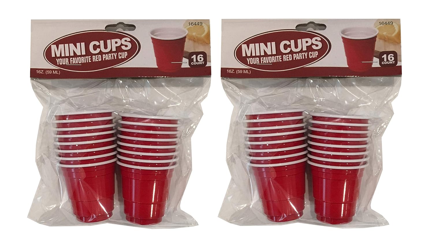 Disposable Red Shot Glass Cups Plastic Mini Cups 2 oz 32 Count Jello