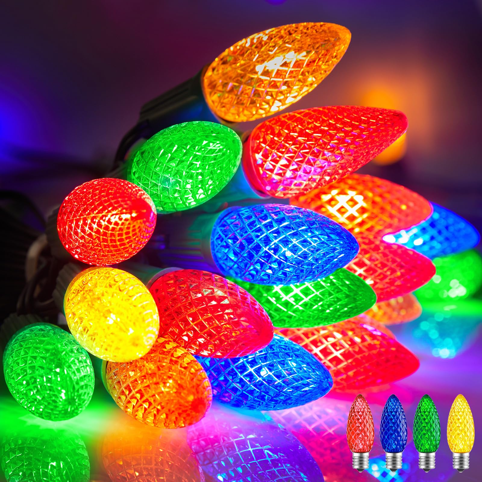 Minetom 110 LED C9 Christmas String Lights – 50ft Waterproof, Warm White, Connect Up To 8 Strands!