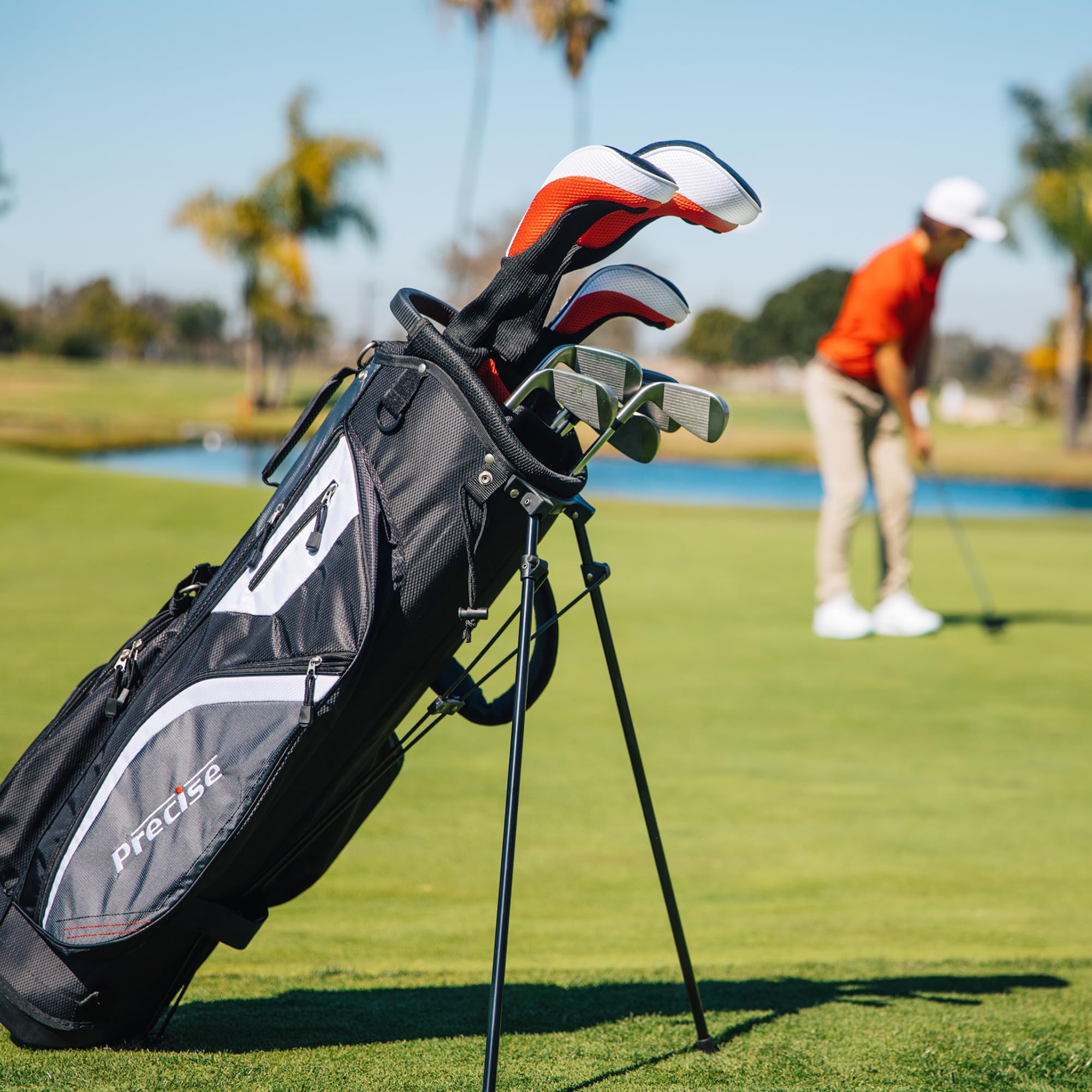 Precise M5 Men’s Golf Set – 460cc Driver, Wood, Hybrid, 5-PW Irons, Putter, Stand Bag, 3 Headcovers – RH/LH, Short/Regular/Tall