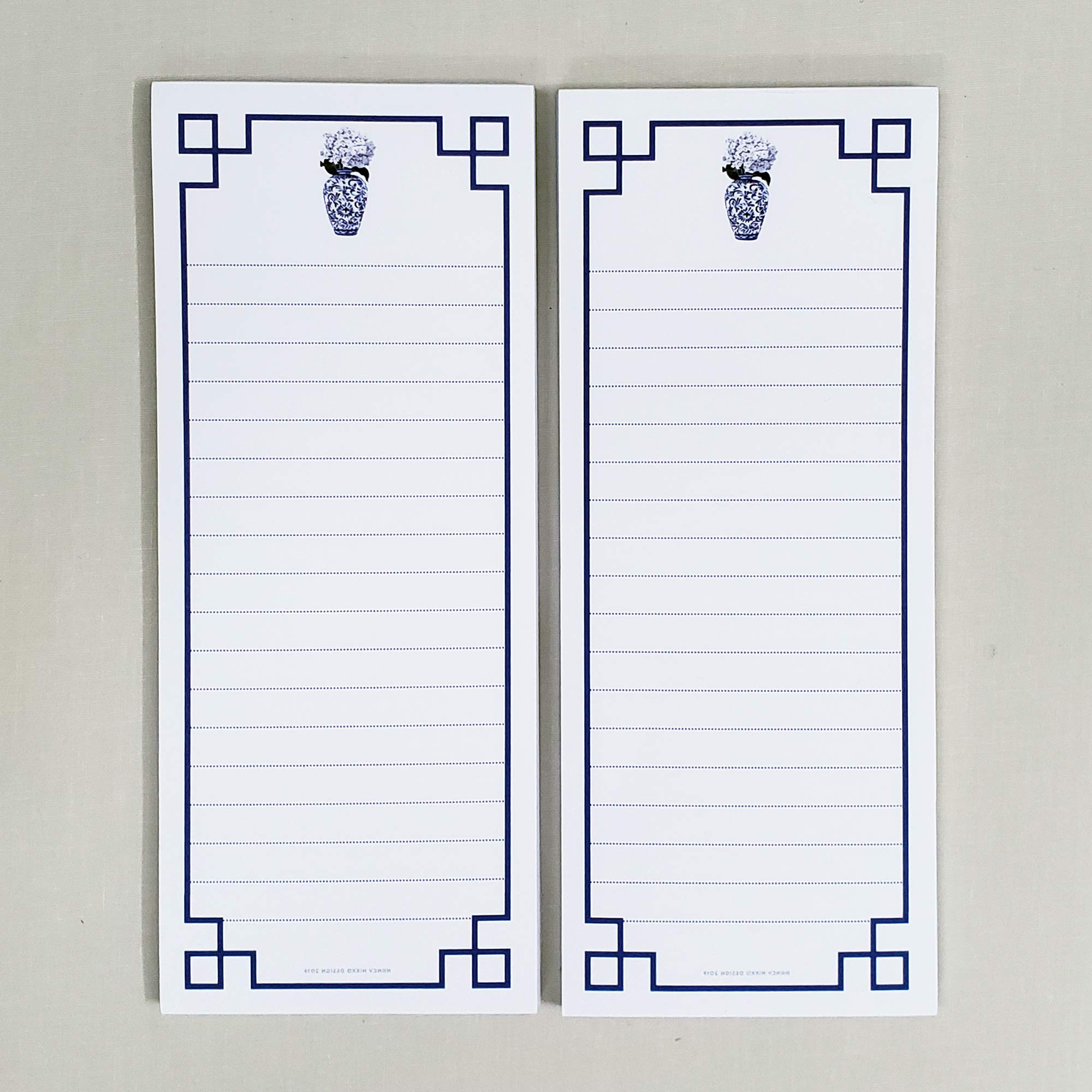 Blue & White Vase with White Flowers and Fretwork Frame Refrigerator Notepads - Set of Two Pads