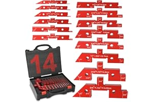VEXTHYX Router Table Setup Bars, 14pcs Precision Aluminum setup blocks height gauge, measuring depth, angle, fence alignment, miter gauge tool set, router and saw accessories with storage case