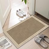 LYGLIGH Ultra Thin Door Mat Indoor Entrance, 1/10 in Thin Door Mats for Inside Entry, Non-Slip Rubber Backing Washable Doormat, Fade Resistant, Absorbent, Low Profile Dirt Trapper, 30"X17",Brown