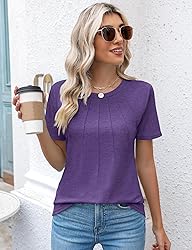 Kistore Womens Tops Short Sleeve Pleated Shirts