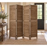Room Dividers and Folding Privacy Screens, Wood Louvered Separators Divider Wall for Home Office Bedroom - 4 Panels, 63 * 67inch (Brown)