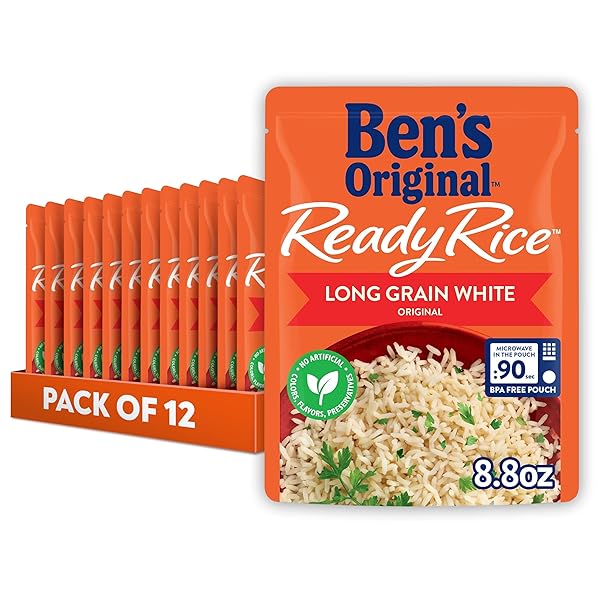 BEN’S ORIGINAL READY RICE ORIGINAL LONG GRAIN WHITE RICE, EASY DINNER SIDE, 8.8 OZ POUCH