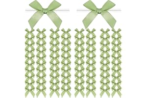 Adodotoe Twist Tie Bows, 100 Pcs Satin Twist Tie Bows for Treat Bag Satin Ribbon Tie Bows for Tying Up Packages Present Bags Bakery Candy Bags Decorating Ribbon Bow Gift Wrap Bows (sage Green)
