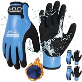 HANDLANDY 2 Pairs Waterproof Work Gloves for Cold Weather, Insulated Winter Freezer Work Gloves with Grip for Men &amp; Women