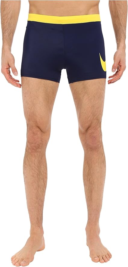 Nike Men 's Metro Big Swoosh Cuadrado Pierna Swim Trunk, Azul Marino