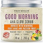 First Botany Body Scrub - Natural Exfoliating Salt Scrub & Body and Face Souffle helps with Moisturizing Skin, Acne, Cellulite, Dead Skin Scars, Wrinkles (10 fl oz, AHA Passion Fruit)