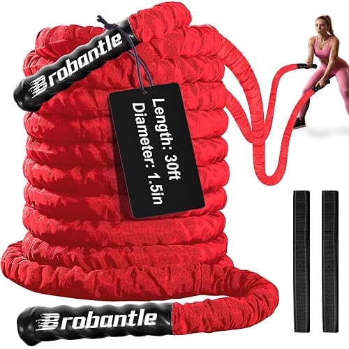 Brobantle Battle Rope 1.5 Inch Diameter,Red 30FT Exercise Workout Ropes ...