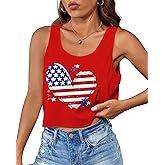 Aluvee USA 4th of July Tank Tops Women Red White and Blue Shirts Tank Tops American Patriotic Flag Crop Sleeveless Tee