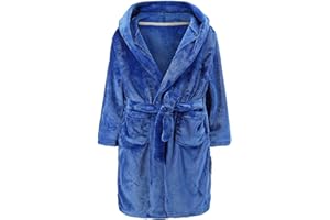 CJMJXPH Kids Toddler Boys Girls Fleece Robe Soft Hooded Bathrobe Pajamas Sleepwear 2-16 Years