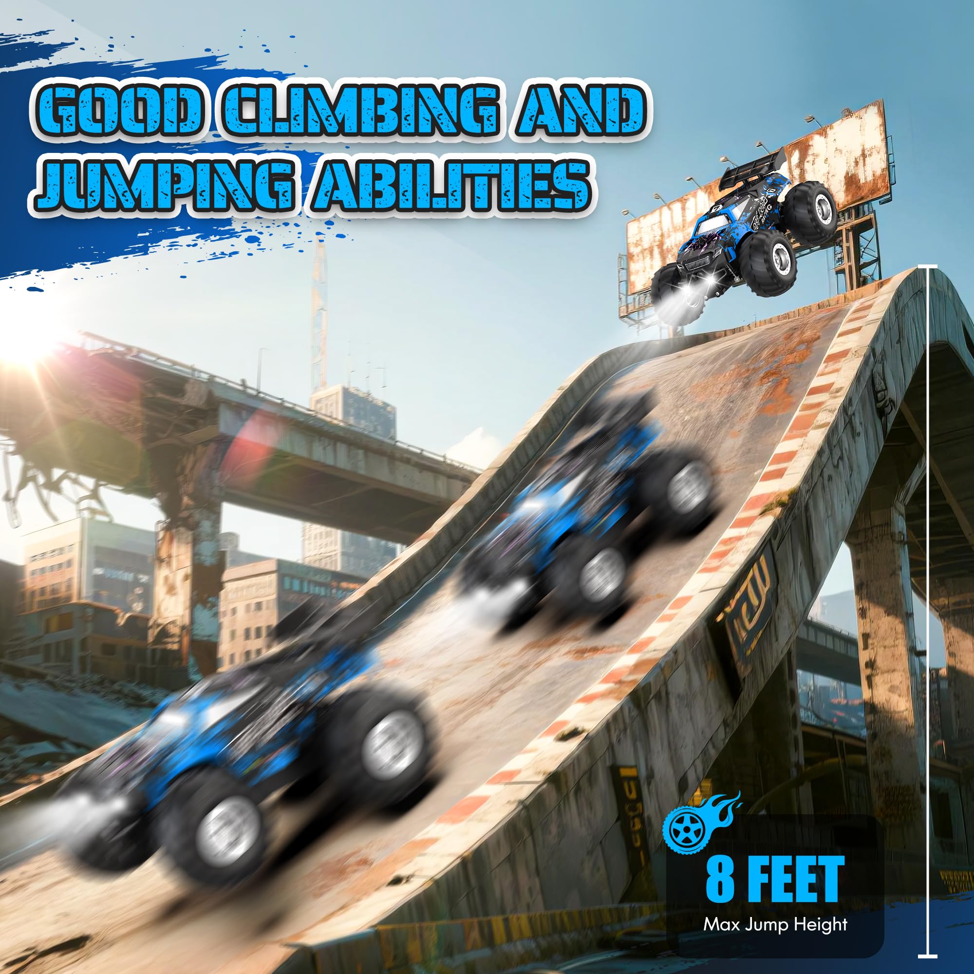 Remote Control Car, All-Terrain Remote Control Truck for Boys, Headlight, 1:20, 10KM/H, 2.4GHZ, Speed-Friendly, Sturdy, Rechargeable RC Cars for Boys 4-7 8-12 Christmas, Beginner, Kids 6-12+