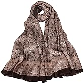 Sichdew Women's 100% Mulberry Silk Scarf Lightweight Long Floral Print Neck Scarf, Beach Wrap & Travel Photography Shawl Gift