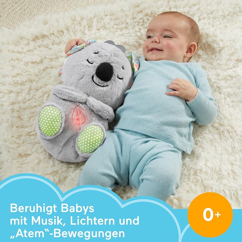 Schlummer-Koala mit Sanfter Musik, Licht & Rhythmischen Atembewegungen, Koala Kuscheltier, Baby Spielzeug, Nachtlicht mit Musik für Babys, Baby Erstausstattung, für Neugeborene 0+, HBP87