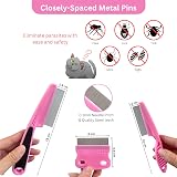 FurCare Flea Comb 7 Pieces Set Pink Stainless Steel Grooming Kit for Cats Dogs view 3