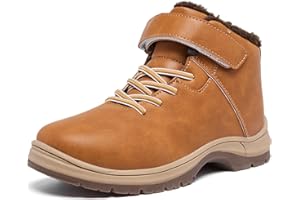 YINGCSM Boys Snow Boots Warm Fur Lined Non Slip Winter Shoes Lightweight Water Resistant Hiking Boot