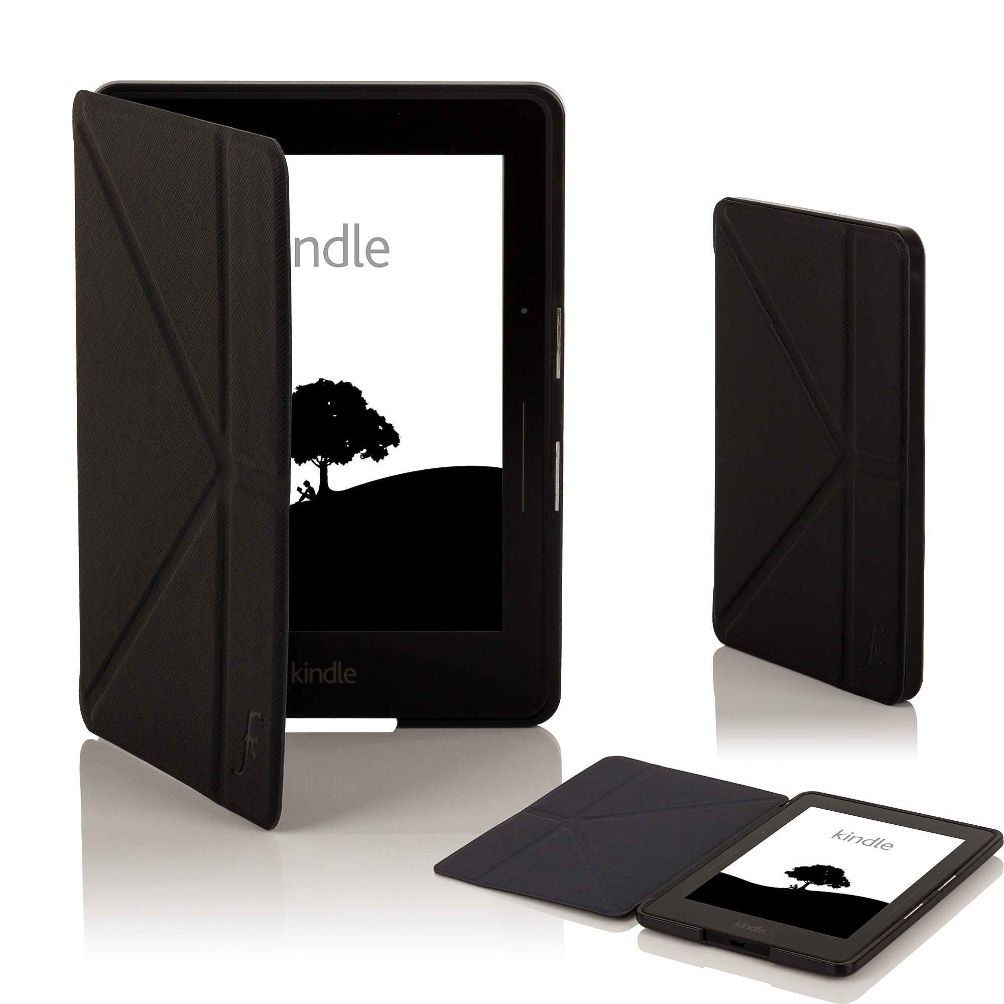 Forefront Cases Case for Amazon Kindle Voyage (2014 Model) - Black - Origami Stand Design Case (Cover) - Slim, Light & Protective, Smart Auto Sleep-Wake Function Cover for Kindle Voyage