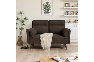 JAMFLY 49'' Loveseat Sofa, Small Couch for Living Room, Mid Century Modern Love Seats with Back Cushions and Solid Wood Legs, Upholstered 2-Seater Small Sofa for Small Space, Bedroom