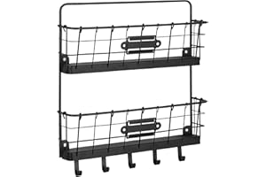 Spectrum Diversified Vintage Wall Mount Office or Entryway 2-Tier Letter Holder Organizer & Key Rack One Black