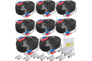 5iktery 8 Pack 15M/50ft Video Power Cables BNC Cables Surveillance Camera Cables for CCTV Security DVR System, Free 16x BNC Connectors and 100pcs Cable Clips