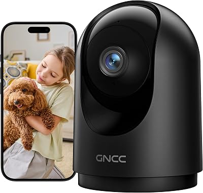 GNCC Indoor Pet Camera with APP 3MP 2K 355° Pan 60° Tilt 2.4GHz WiFi