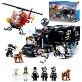 City Police Chase Building Set, SWAT Mobile Command Police Truck Building Toy with Helicopter &amp; Police Motorcycle, Compatible with Lego City Police Station, Gift for Boys Girls Aged 6+, 540 PCS