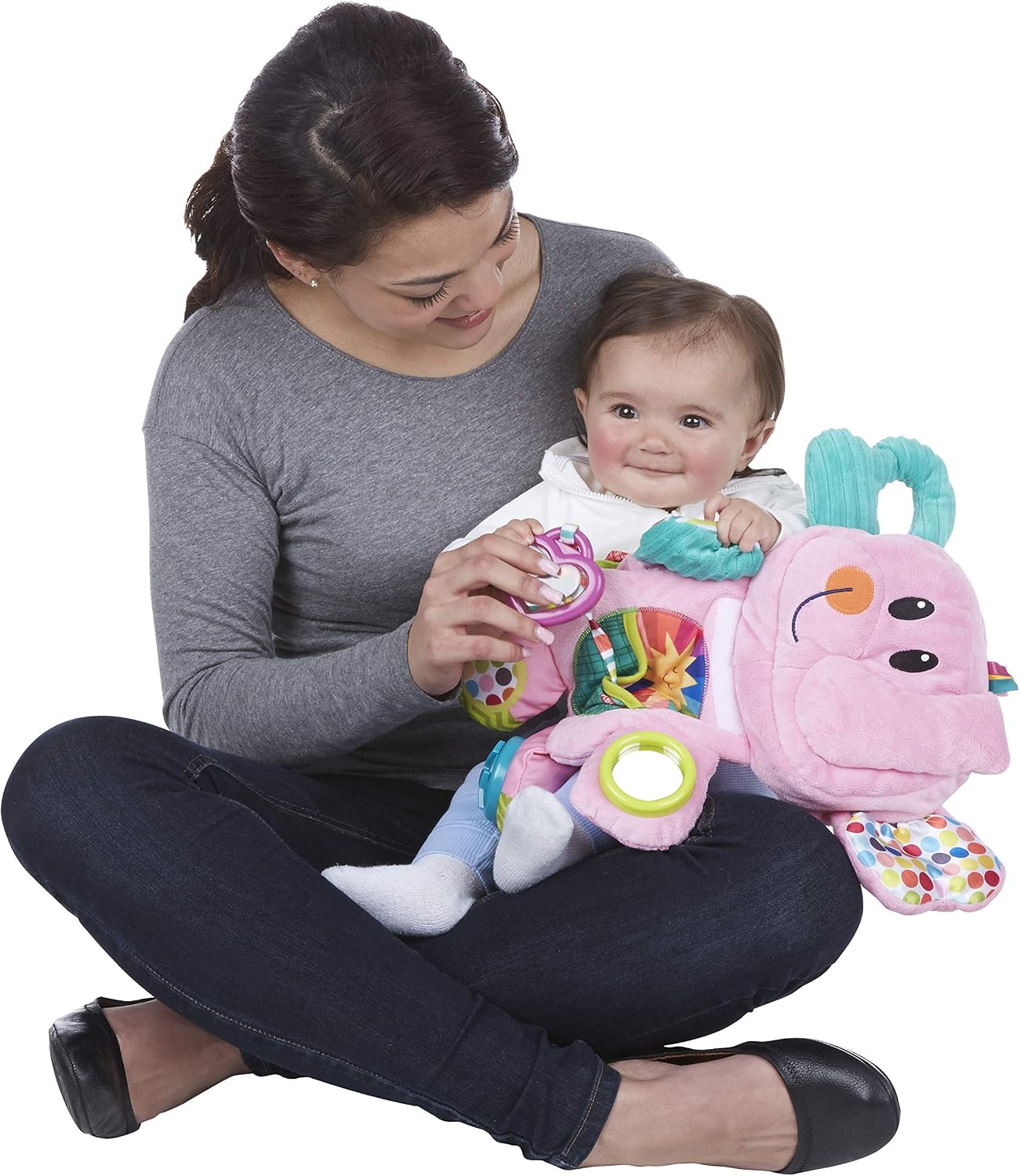 Playskool Fold 'n Go Elephant Stuffed Animal Tummy Time Toy for Babies 3 Months and Up, Pink Amazon Exclusive - Image 3