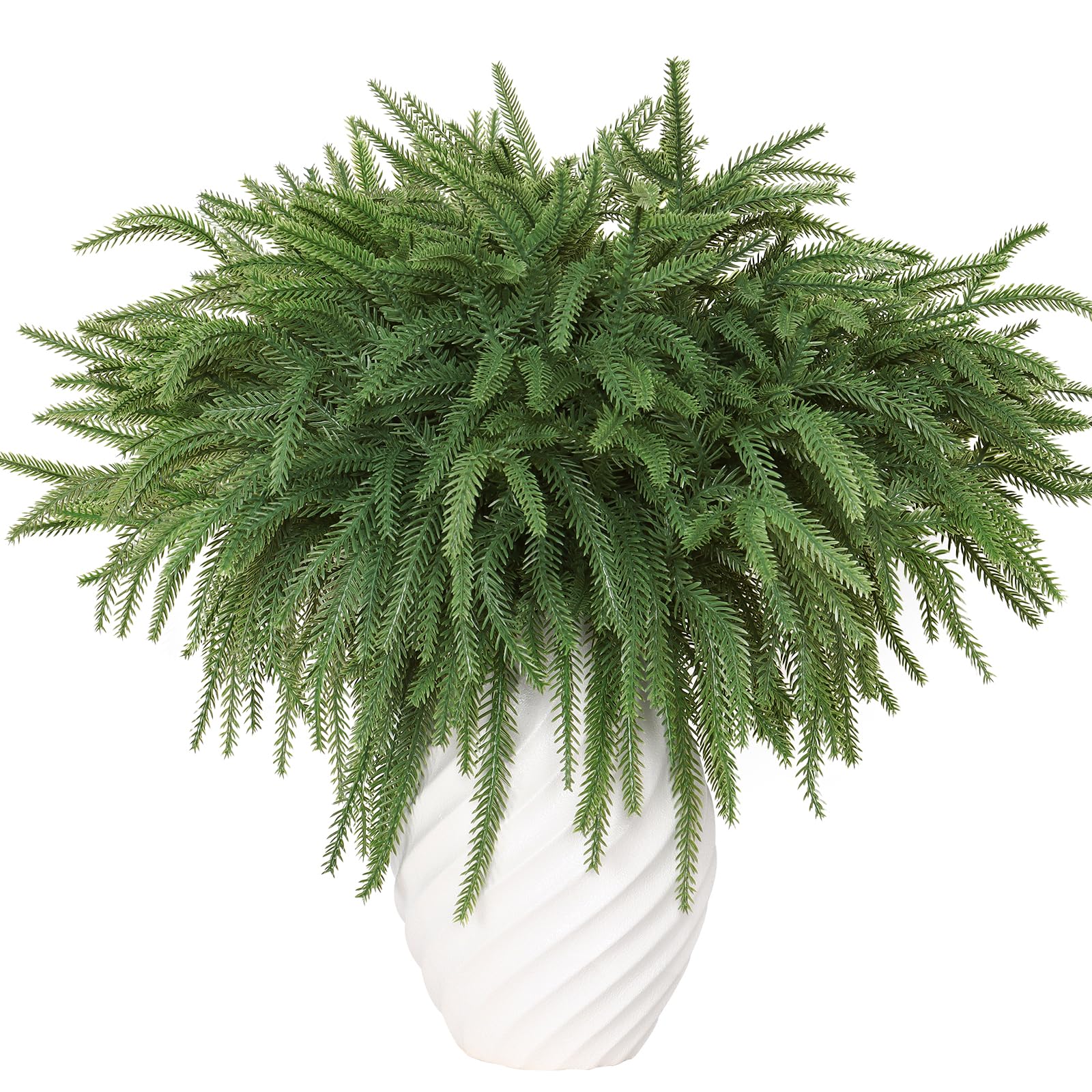 Betylifoy Norfolk Pine Branches 6 PCS, Norfolk Pine Stems Christmas Greenery Branche XMAS Tree Branches 18 Inches Artificial Christmas Foliage for Xmas Indoor Outdoor Home Decor