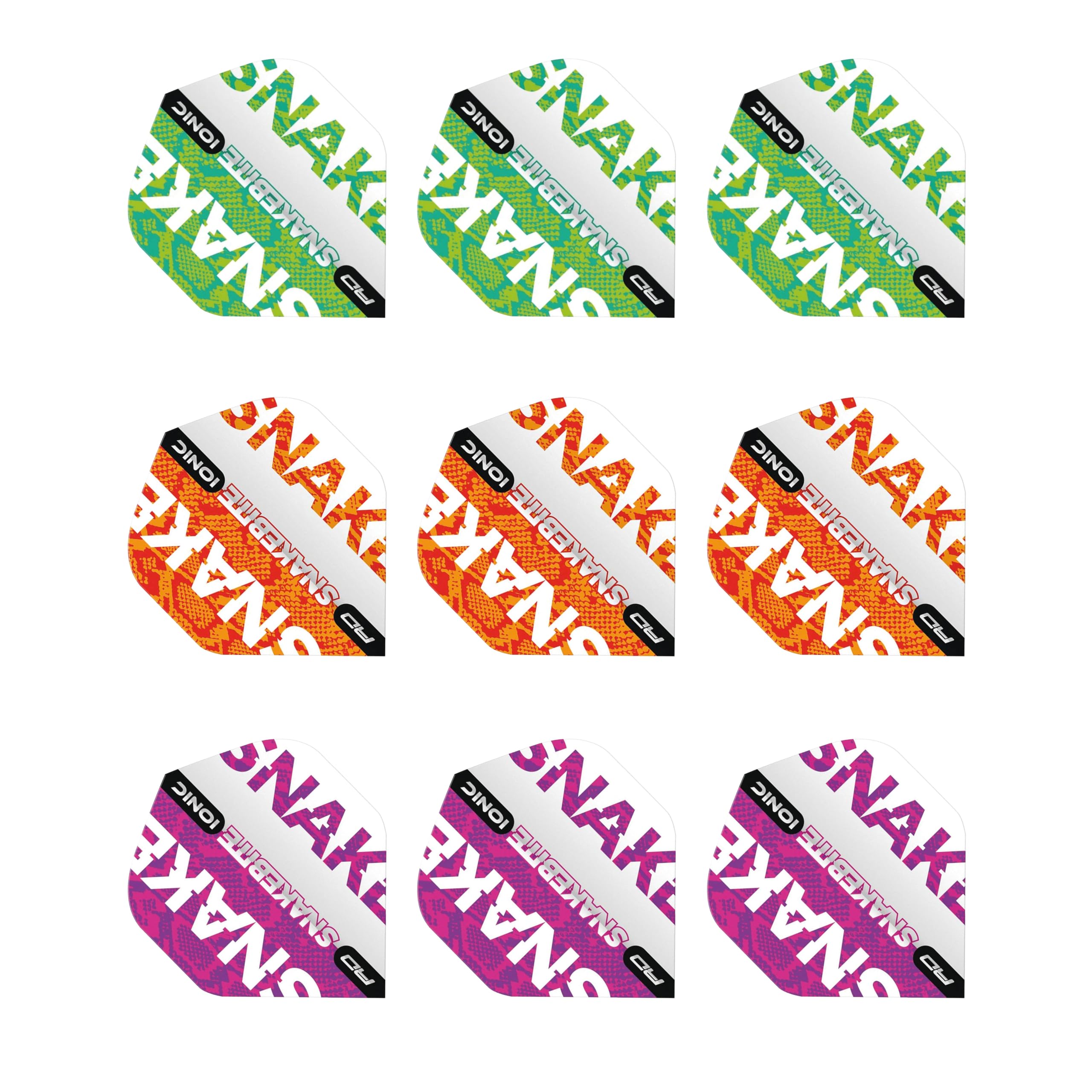 RED DRAGON Hardcore Snakebite Ionic Dart Flight Selection Pack - 3 sets Per Pack (9 Dart Flights in total)