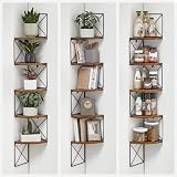 VASAGLE Corner Shelf Wall Mounted 5 Tier Rustic Brown Black LLS851B01 view 8
