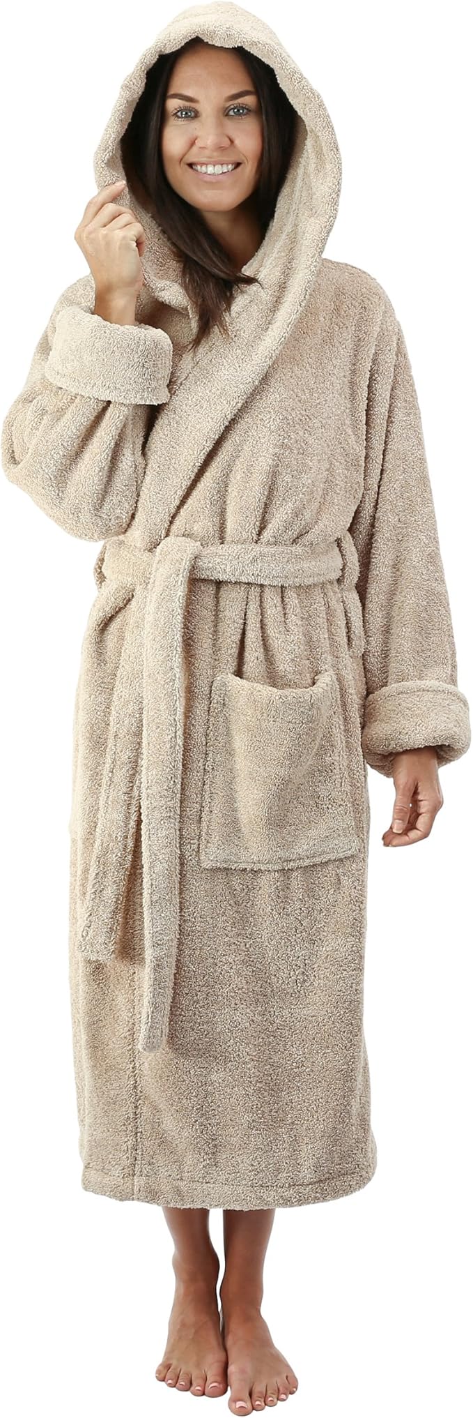 Comfy Robes Women S Deluxe 20 Oz Turkish Cotton Hooded Bathrobe Xs Beige Amazon De