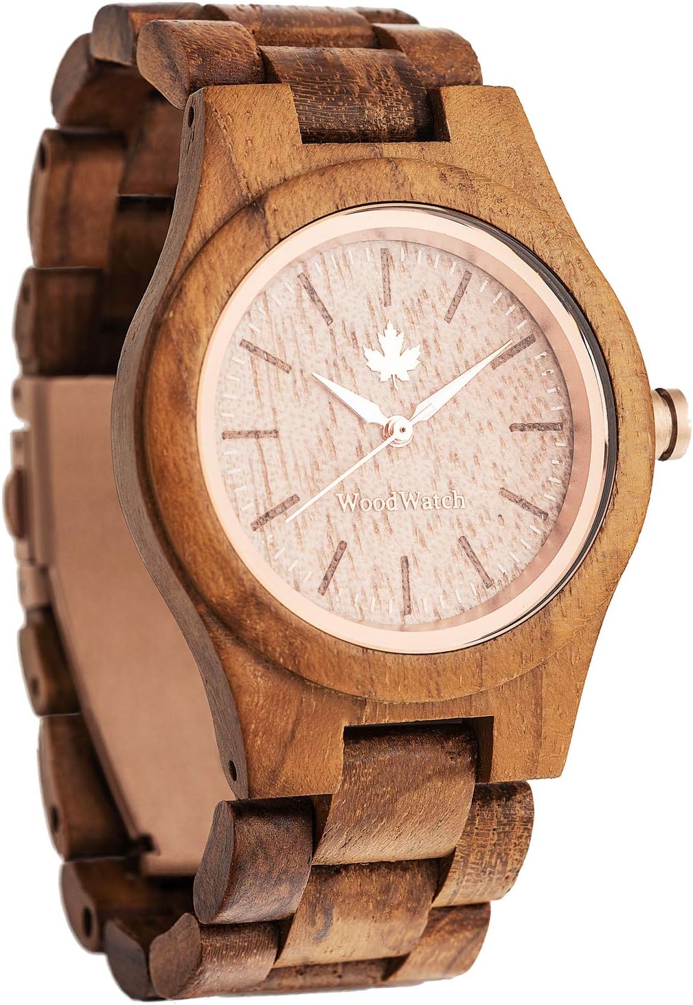 WoodWatchThe Official Women's Natural Teak Wood Wrist Watch Teak Rose Gold Edition | Hand-Crafted | Japanese Quartz Movement | Durable and Splashproof Clock with a Classy Wooden Case