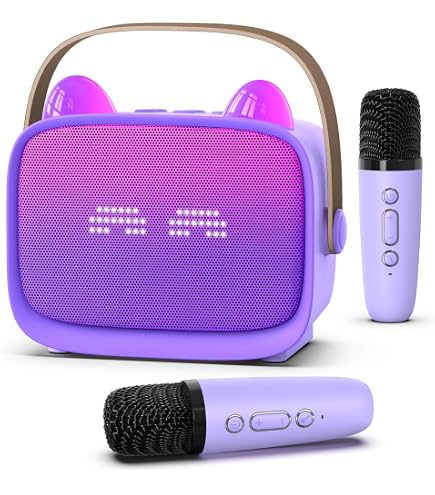 LENRUE Karaoke-Maschine Für Kinder – Mit 2 Mikrofonen, Bluetooth, Stimmeneffekten & Buntem Licht – Perfekt Für Partys