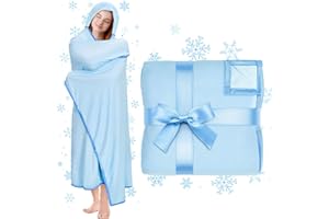 HAPPY FUEL Cooling Wearable Throw Blanket For Hot Sleepers - Breathable Lightweight Cold Summer Blankets For Night Sweats, Absorbs Heat to Keep Cool - Double Sided Sofa, Bed And Couch Throw, 52"X60" Light blue