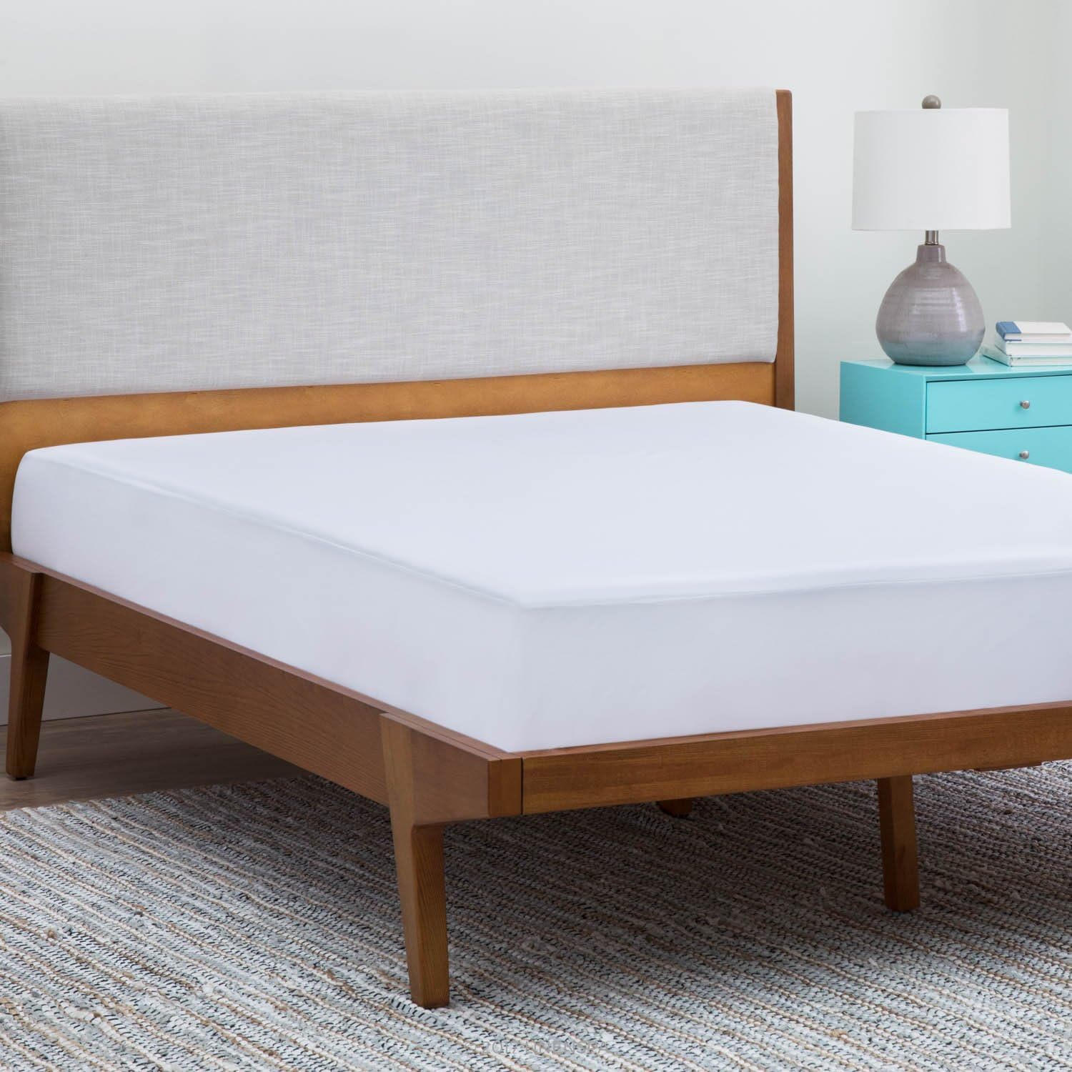 LINENSPA Premium Smooth Fabric Mattress Protector-100% Waterproof-Hypoallergenic-Vinyl Free Protector, Queen, White: Home & Kitchen