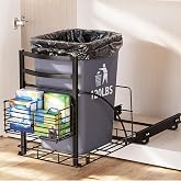 Housolution Pull Out Trash Can Under Cabinet for 7-13 Gallon (30-50 Qt) Bin | No Bin, Smooth Quiet Close Slide, Heavy-Duty Steel, Under Sink, Fits Cabinet Minimum Size: 13.98" W 18.3" D 18.18" H