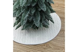 Yehnois 18 Inch Mini Knitted Christmas Tree Skirt, White Holiday Decorative Mat for Xmas Indoor Home Decor, Festive Tabletop Ornament (White)
