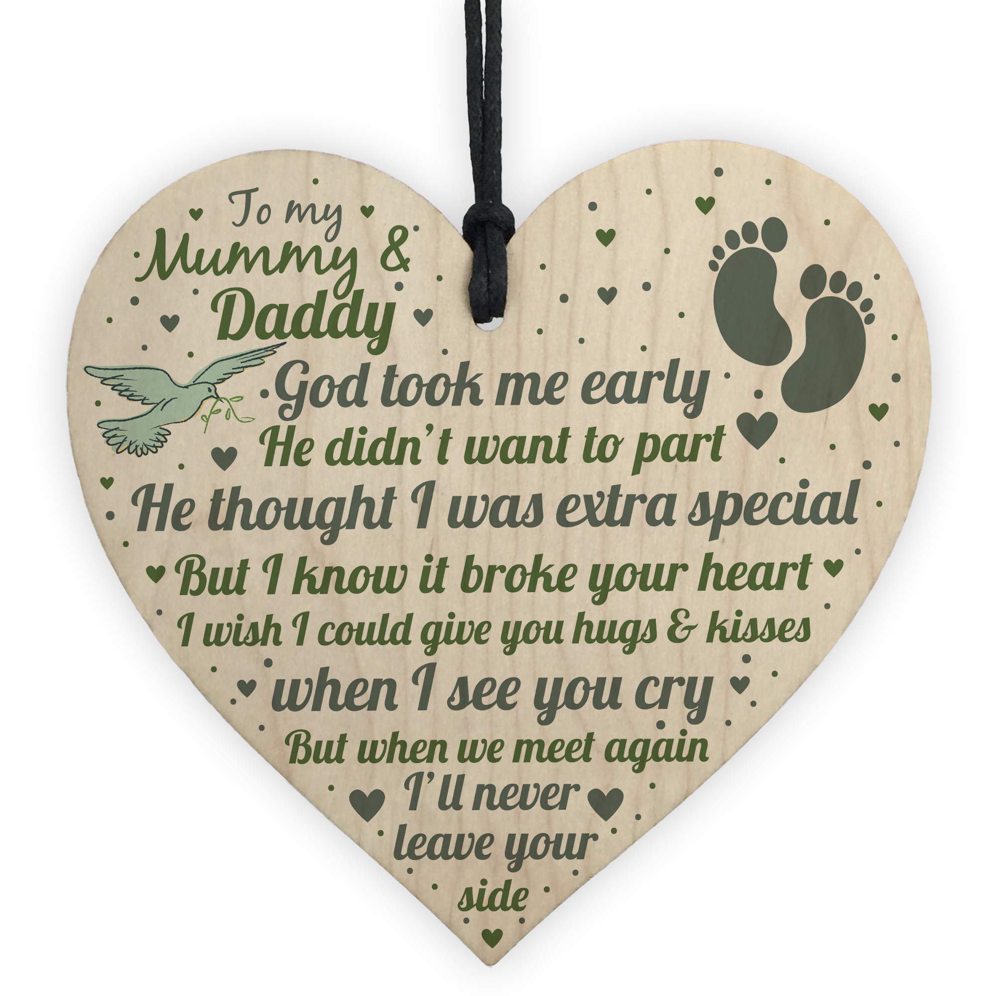 RED OCEAN Baby Memorial Gifts Card Wooden Heart Lost Baby Memorial Daughter Son Plaque Keepsake