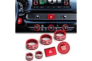 DvlynAuroa for Honda Civic Accessories 2022-2026, CRV/HRV/Acura Integra 2023-2026, Accord 2023-2025 & ADX 2025, 8PCS Aluminum Alloy Knob Cover Set (Red) Fits 7-inch Screen with 2 Radio Knob