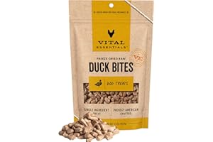 Vital Essentials Duck Bites Dog Treats, 5.5 oz | Freeze-Dried Raw | Single Protein | Premium Quality High Protein Training Treats | Grain Free, Gluten Free, Filler Free