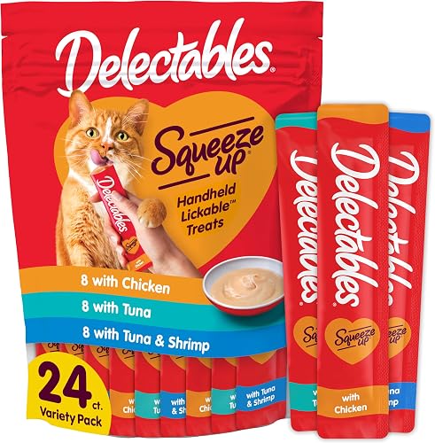 Delectables Squeeze Up puré cremoso exprimible para gatos, sin granos — Golosinas