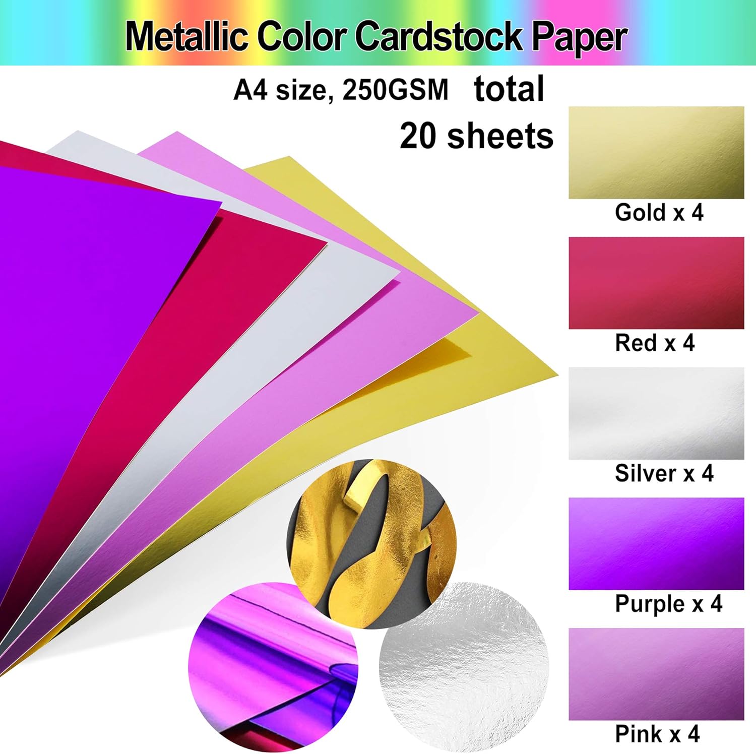 HIRALIY Glitter Cardstock Paper Cutter Bundle, 60 Sheets Assorted A4 Glitter Sheets Metallic Foil Paper with Colored Craft Cardstock for Party Decor Scrapbook Origami Circuit Maker : Office Products