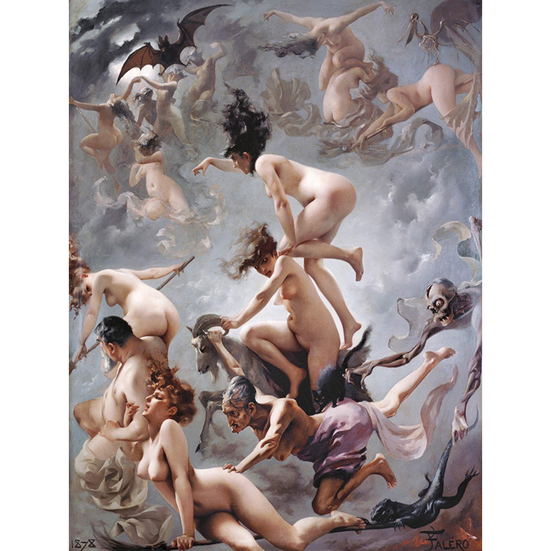 Falero Witches Going To Their Sabbath Painting Premium Wall Art Canvas Print 18X24 Inch