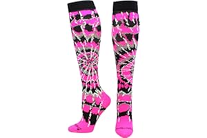 MadSportsStuff Crazy Tie Dye Socks for Softball Soccer Volleyball Tall Over the Calf Athletic Socks Fun Neon Colors