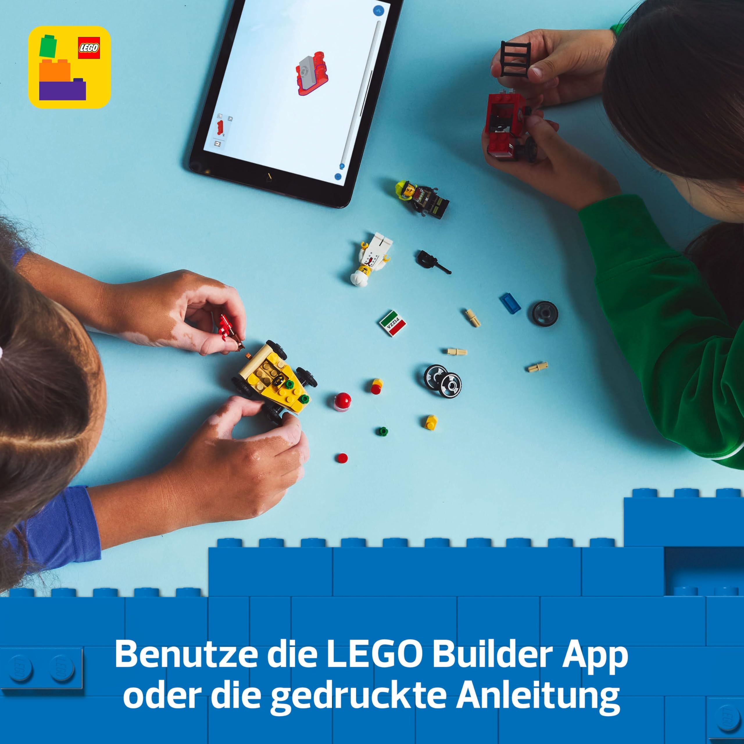 LEGO City Pizzalieferwagen vs. Löschauto - Seifenkisten Spielzeug für Mädchen und Jungen ab 5 Jahren - Bauset mit 2 Fahrer Minifiguren - Geschenk zum Geburtstag & für die Feiertage 60458 6