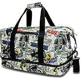 Batman Travel Duffle Bag Graffiti, Super Hero Weekend Bag with Shoe Compartment, Sport Dance Gym Bag, Hospital Bag for Labor and Delivery, Sleepover Overnight Athletic Bag (Graffiti)