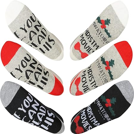 Regali Di Natale Film.Satinior 6 Paia Inverno Calzini Morbidi Calzini Film Di Natale Unisex Lettere Di Natale Calzini Stampati Per Regali Di Natale Amazon It Casa E Cucina