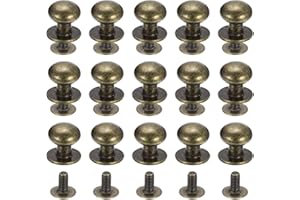 Generic 10mm Ball Head Stud Rivets Screw Back, 15Pack Round Head Button Nipple Rivet for DIY Leather Craft Handbag Belt, Bron